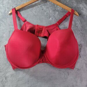 Torrid Red Push-Up Balconette Bra Lace‎ Trim Underwire Plus Size 44DD